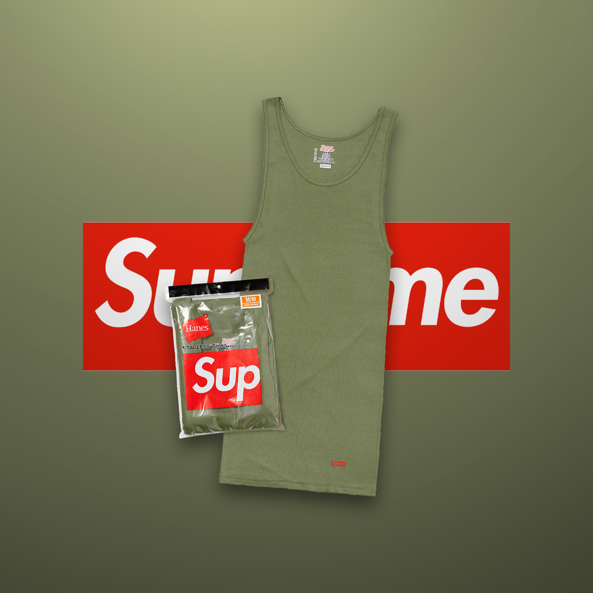 Supreme Hanes Tagless Tank Top (3 Pack) Olive