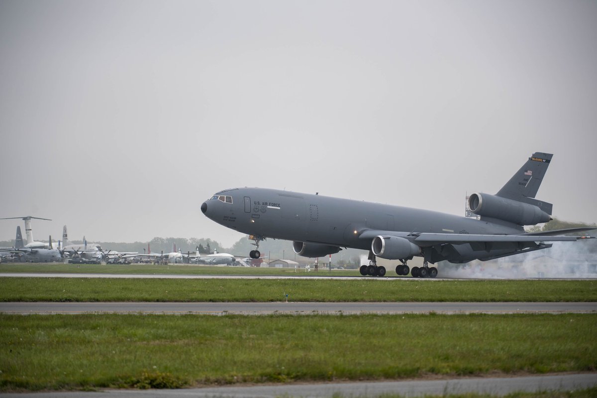 usairforce's tweet photo. The very 1st KC-10A Extender EVER produced for the #USAF was retired from @jointbasemdl, New Jersey, to its new home at the @AirMobilityCmd museum. 

https://t.co/CgX05V2pj0 https://t.co/jbNLLkJTwA