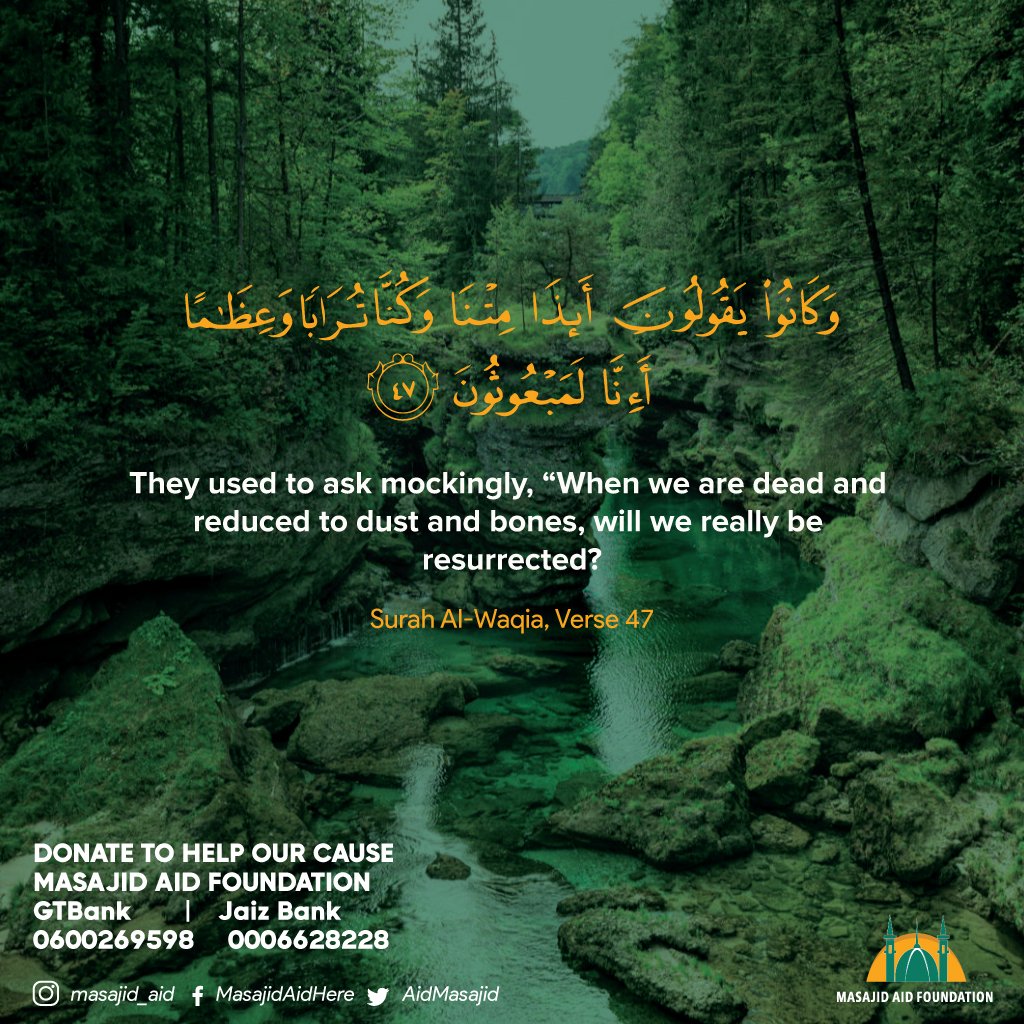 AidMasajid's tweet photo. Cast away any doubt you might have in your heart about resurrection. For indeed, Allah would raise you and question you about what you did. 🙏🏽 https://t.co/V7EMFpGrA5