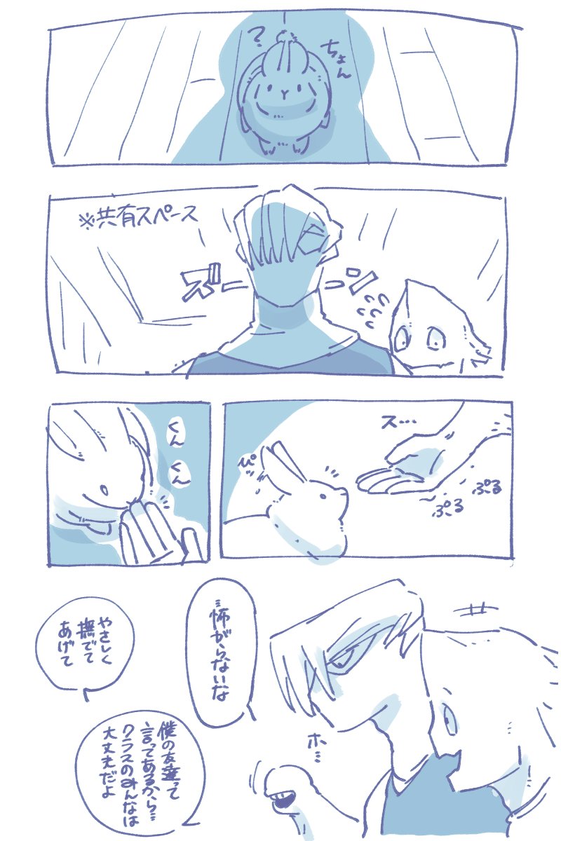 しょ～じくんとこうだくんがうさちゃんを愛でる漫画🐰 