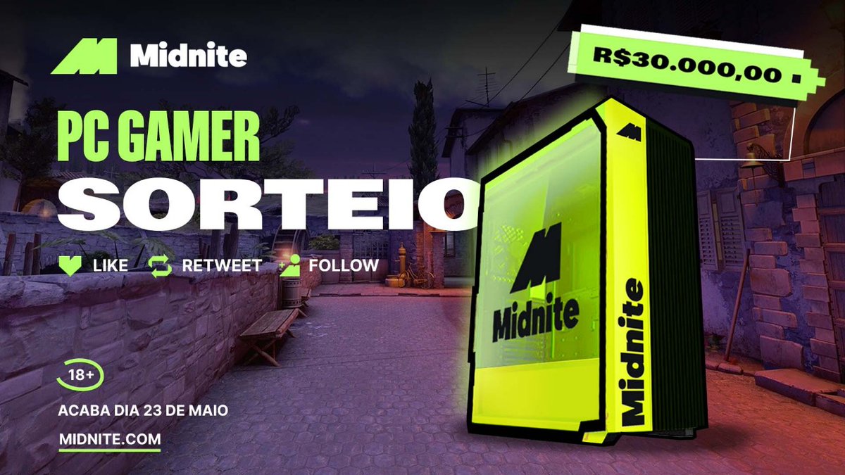 A GALERA DA MIDNITE FICOU MALUCA! Pra comemorar o Major, vai rolar um sorteio de um pc gamer MONSTRO de R$30.000 para a Tribo! 🔥 Para participar é só: ✅ Seguir a @MidniteCSGOBR ❤️🔁 Like + RT nesse post 18+ | Sorteio dia 23/05 | Boa sorte! 💛💚