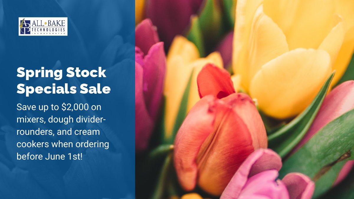 AllBakeTech's tweet image. Place your order before the end of May on any size Escher MP mixer for up to $700 off, any size cream cookers for $500 off, or $2,000 off either the Prima Duo or Trio divider-rounder!

HURRY - this offer is only valid until June 1st - mailchi.mp/allbaketech/sp…