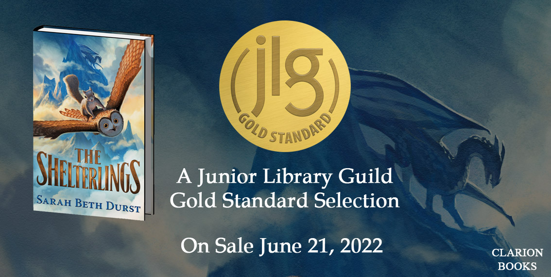 Exciting news! I'm so very, very thrilled to share that my new book for kids, THE SHELTERLINGS, is a Junior Library Guild Gold Standard Selection! Thank you so much <a href="/JrLibraryGuild/">Junior Library Guild</a> for this wonderful honor!