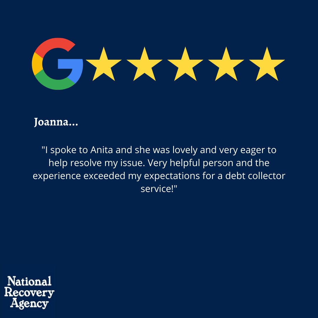 NRAGroupLLC's tweet photo. Thanks Joanna! We appreciate your review.
#5starreview #NRAGroup #DiscoverHowWeRecover https://t.co/D97Gm6xvbe