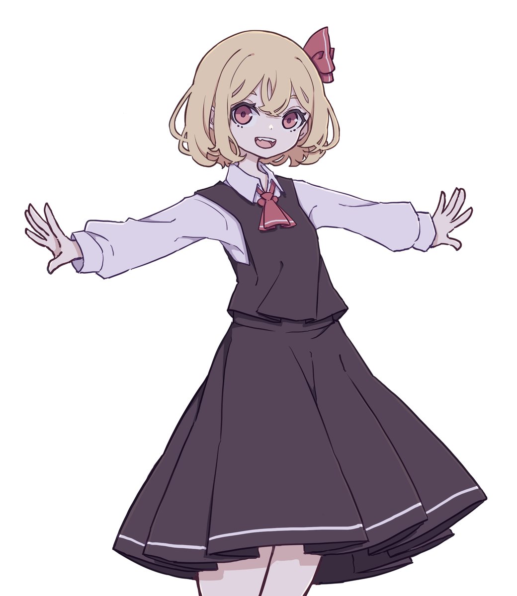 rumia 1girl blonde hair skirt shirt ascot white background red eyes  illustration images