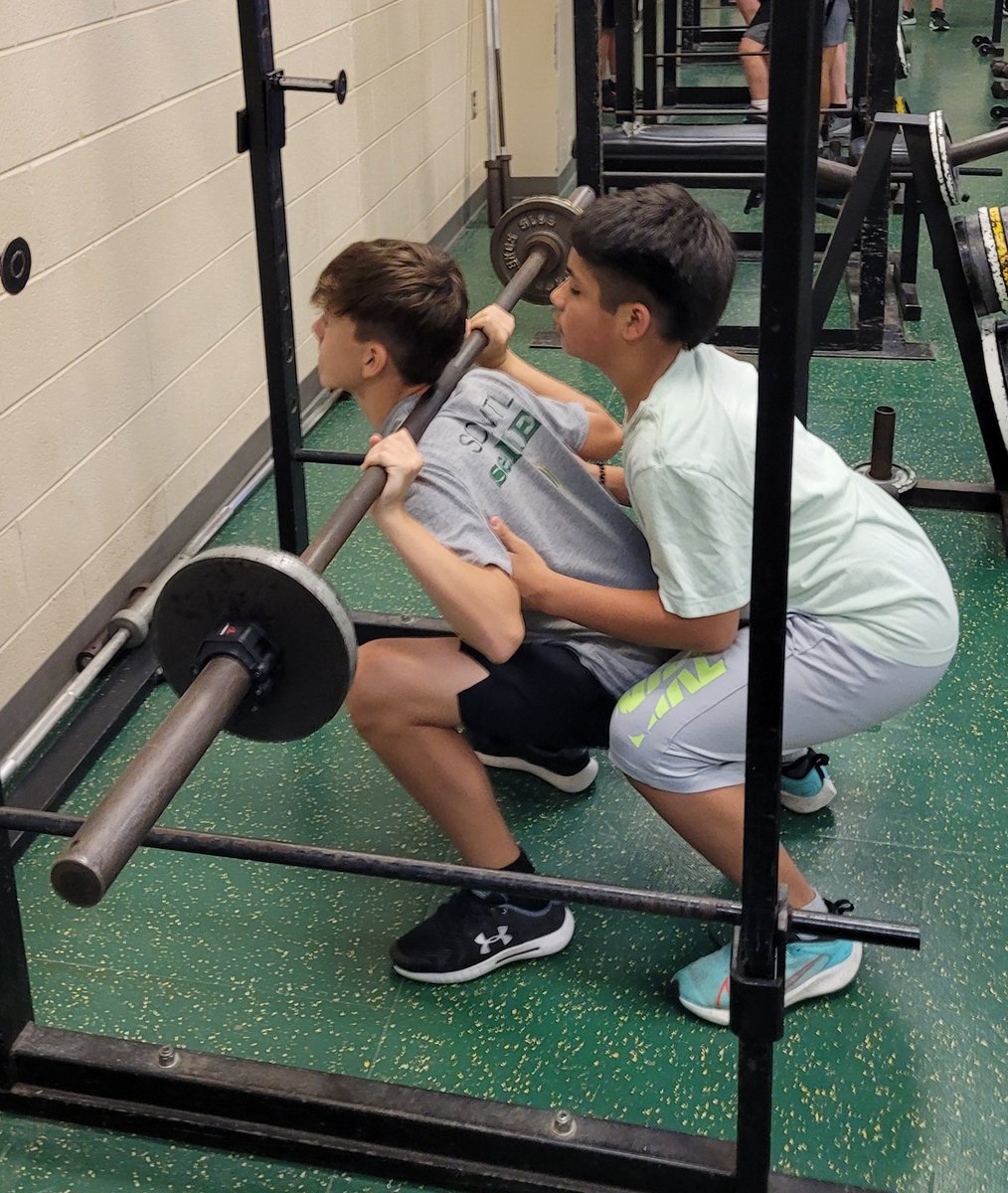 CoachVeirs's tweet photo. Pre athletics working squat technique this morning!!!! They have come a long way. #PRIDE #buildfromgroundup @HarvesterPRIDE https://t.co/ysLXz1nGy6