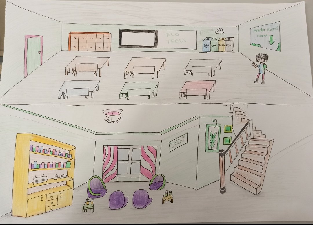 #NewEuropeanBauhaus #eTwinningDay #eTw4Future #LearningSpaces #designingnewlearningareas
#dreamschools
My students Pınar and Elisa drew their dream classrooms 🍀🍀
(#EcoTeens project)

<a href="/tretwinning/">eTwinning Türkiye</a> <a href="/eTwinningEurope/">eTwinningEurope</a> <a href="/eu_schoolnet/">European Schoolnet</a> <a href="/FclTurkiye/">FCL Türkiye</a>  <a href="/eTwinning_ist/">eTwinning İstanbul</a> <a href="/SancaktepeFsm/">Sancaktepe Fatih Sultan Mehmet Ortaokulu</a>