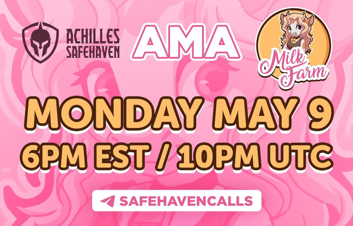 BSCMilkFarm's tweet photo. Next AMA tonight in Achilles Safehaven at 10 PM UTC!!!👀🐄
#MILKFARM https://t.co/c6gEzY7Rqh