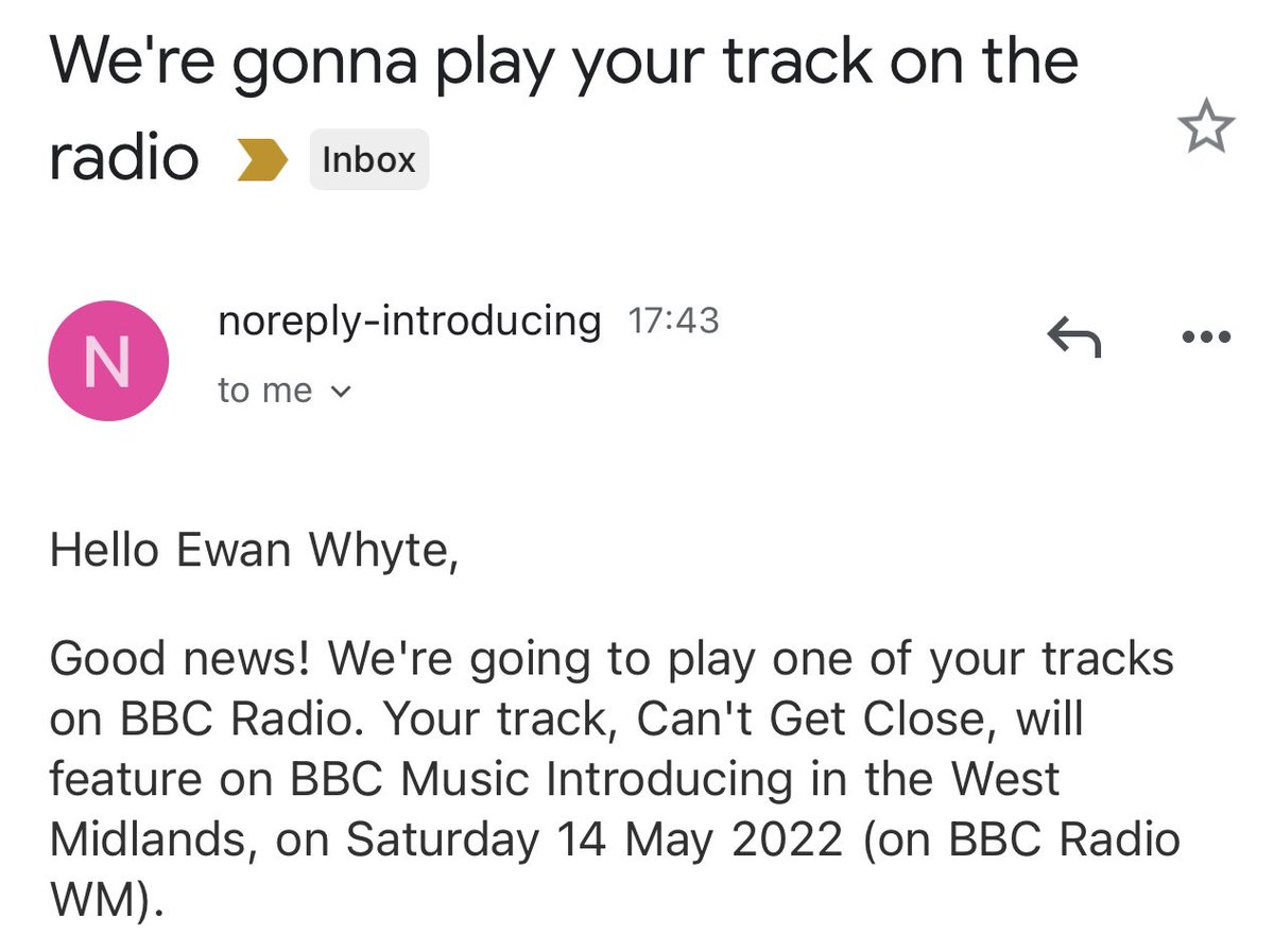 Today is a good day!! 
Thanks for the love <a href="/bbcintrowm/">BBC Music Introducing in the West Midlands</a> 
✨🤘🏼✨