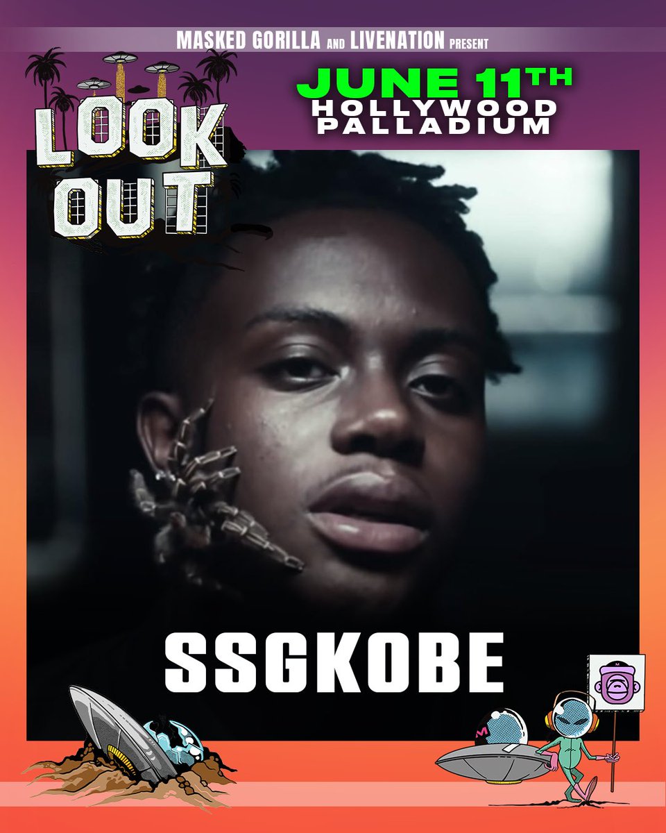 MaskedGorilla's tweet photo. Lookout Fest is June 11th! Who else should we add to the lineup? 

👀https://t.co/XjbP0Qgv1b👽 https://t.co/4IUdHxzDJl