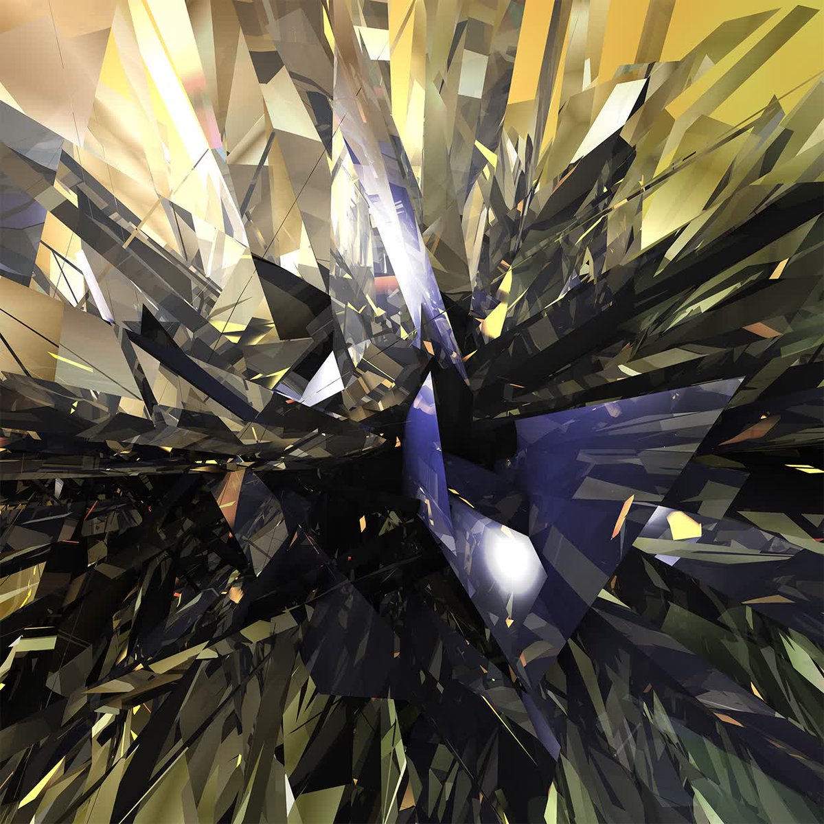 influxx's tweet photo. Abstraction : Fragments 020-Yellow : Sugar Crystals 
3D polygons, sliced and diced. Tiny fragments of a larger whole. Interesting molecules greater than their sum. Imagine a microscopic look at valleys and spikes in crystaline sugar grains https://t.co/KED3RXtzSW