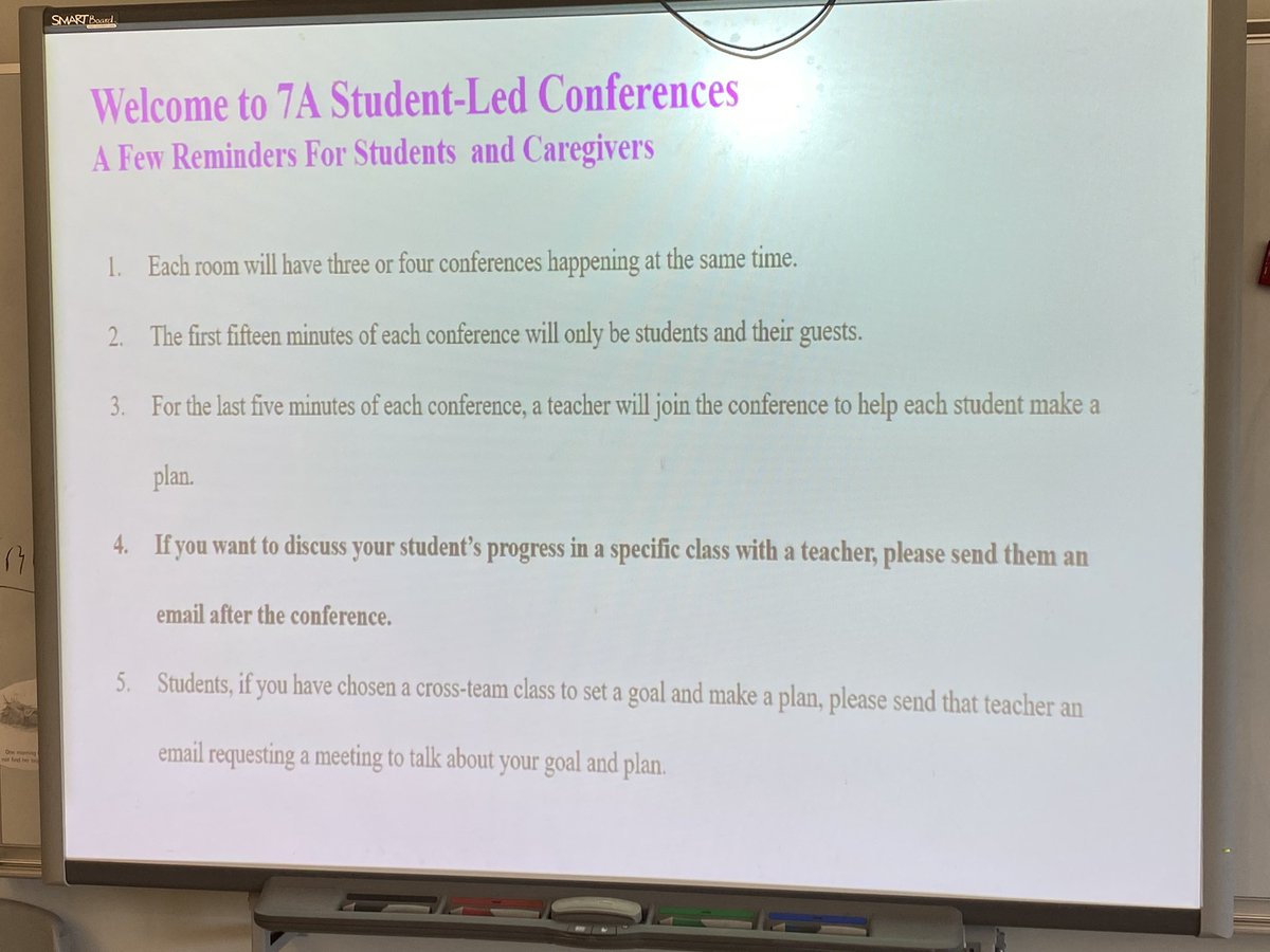 Ending my day with <a href="/MelrosePS/">MelrosePublicSchools</a> <a href="/MVMMS/">MVMMS</a> student led conferences with team 7A! Great to hear ss talk about their strengths ands challenges this year and make a goal to finish 7th grade strong! Awesome job Ts and learners #personalizedlearning