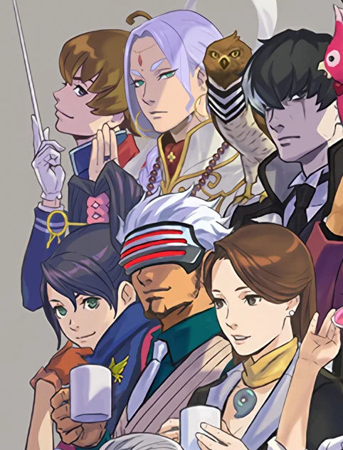 its been bugging me how sebastian and kay are like half-obscured in the 20th anniversary art so i did my best to draw in the rest of them 🤔dark souls voice besties restored 