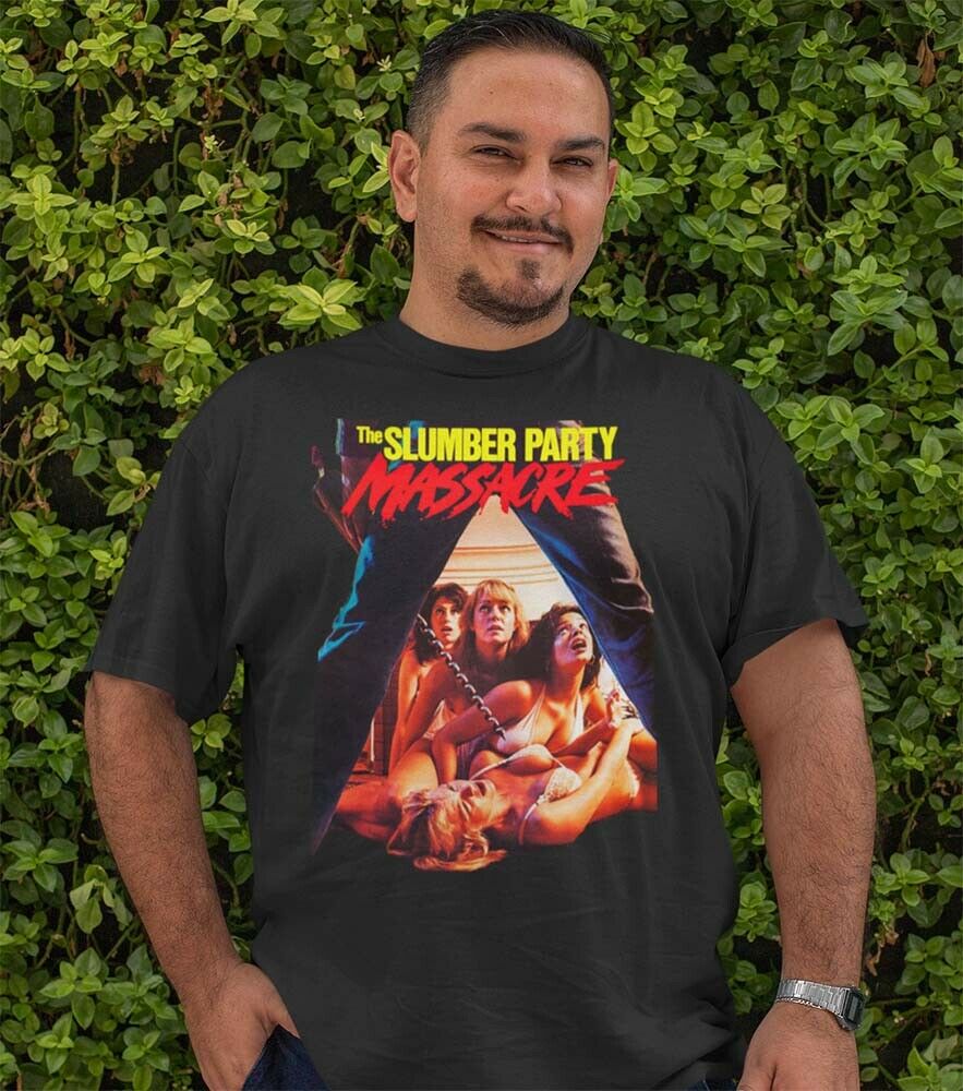 tees_l's tweet photo. The Slumber Party Massacre. Classic 80's horror. Not sure if it was the awesome name or VHS cover that convinced me to rent this as a kid...yeah it was the cover.
#throwbackdesigntshirts
#throwbackdesigntees #retro70s #retrotees #retrohorrortshirt https://t.co/iYcw65b5PT