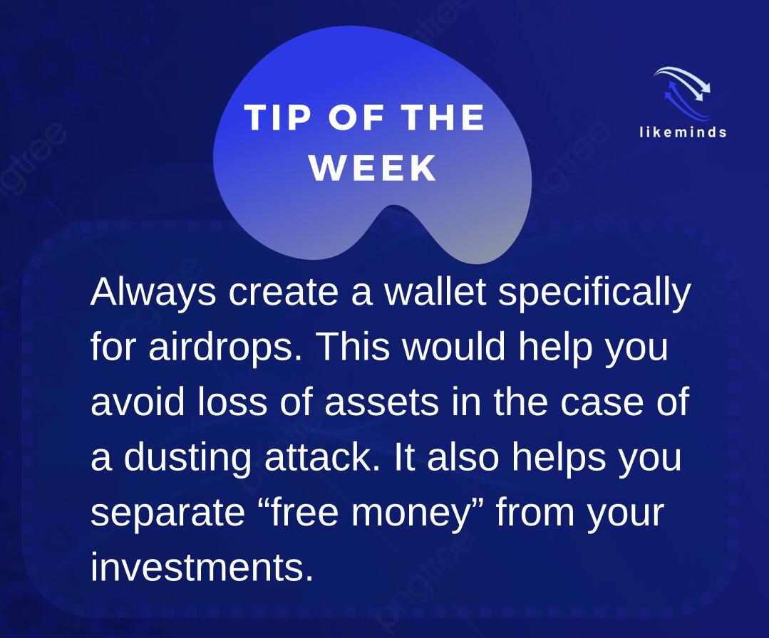 like_minds01's tweet photo. It always helps to have a seperate account for airdrops.

Follow us for more tips
#Crypto #Blockchain #airdrop https://t.co/RPcUlearQX