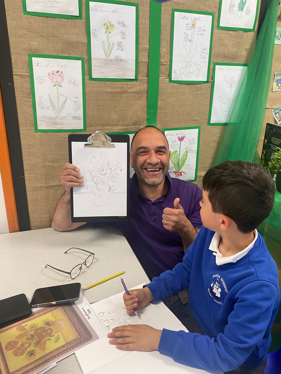 MFinfantschool's tweet photo. Thank you so much for all the parents and carers who joined Dolphins for our art session today! 🎨 we had a fantastic time learning about Vincent Van Gogh and improving our sketching skills. Some very proud children AND parents! #MFdolphins #MFart https://t.co/N3xo6W2J2R