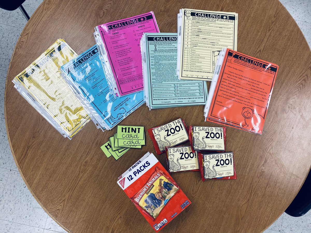 mrs_redgate's tweet photo. Challenged our kids to #SaveTheZoo on the day before their STAAR tests. Escape Rooms are so fun and the kids did a great job!! 🦁🐻🐵🐸🐰🐯 #6thGradeELA https://t.co/Mbg65WrSPZ