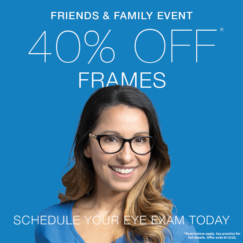 MemorialEye's tweet photo. For a limited time, take 40% off frames! It's time to save on new specs for summer. Contact us for details and as always you can call or book your appointment online. https://t.co/jwrfxRLRd1