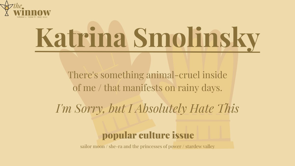 "There's something animal-cruel inside of me / that manifests on rainy days." - I'm Sorry, but I Absolutely Hate This by @KatSmolinsky