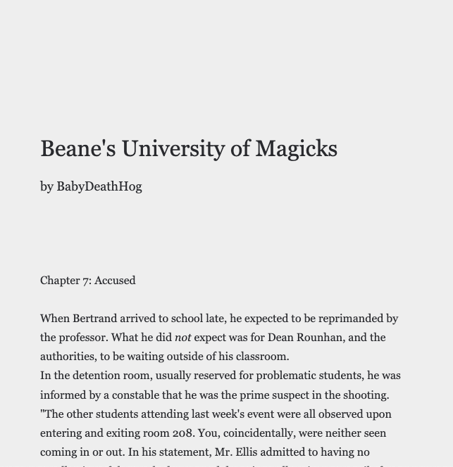 uncookd_'s tweet photo. Beane's University of Magick's by BabyDeathHog

https://t.co/gdgvi2hMo0

https://t.co/l66vO36hQH

https://t.co/LPMmgYoCe5

https://t.co/cNbNCBZguW

https://t.co/4KzzuwavUJ

#fantasy #MAGIC #youngadult #fiction #writerscommunity #writersoftwitter #writerslift #BookTwitter #Reading https://t.co/ILgvU1ybB6