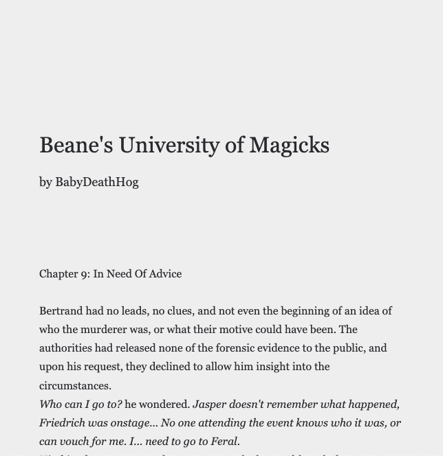 uncookd_'s tweet photo. Beane's University of Magick's by BabyDeathHog

https://t.co/gdgvi2hMo0

https://t.co/l66vO36hQH

https://t.co/LPMmgYoCe5

https://t.co/cNbNCBZguW

https://t.co/4KzzuwavUJ

#fantasy #MAGIC #youngadult #fiction #writerscommunity #writersoftwitter #writerslift #BookTwitter #Reading https://t.co/ILgvU1ybB6