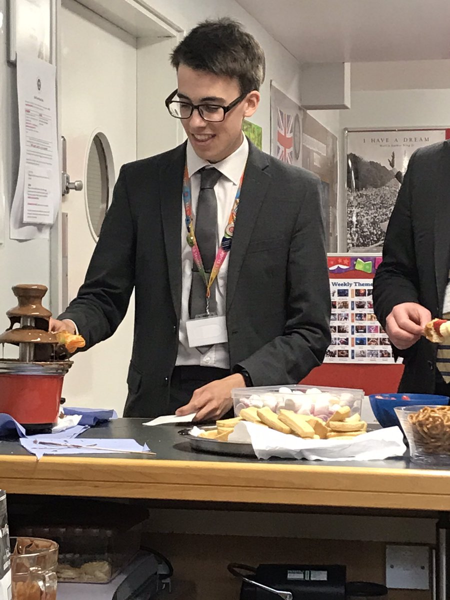 rlsdofe's tweet photo. Mrs Goddard in the @LibraryRLS @TheRoyalLatin and her chocolate 🍫 fountain ⛲️ for our lovely Y13’s. 
We are going to miss them https://t.co/0OHuHNiqBW
