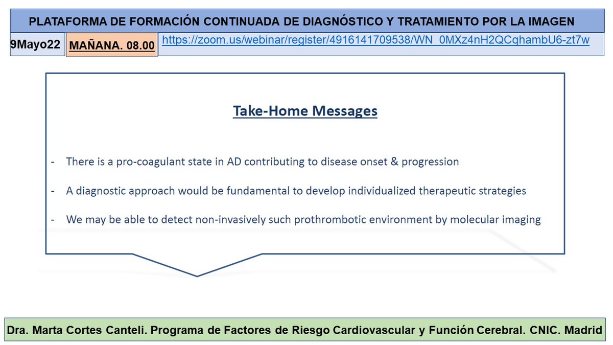 salvasapedraza's tweet photo. Great lecture by Dra Marta Cortes Canteli about “Experience with PET probes in preclinical models of Alzheimer's disease " with moderation from Dr Nerses Nerseyan. @hospitalclinic @CNIC_CARDIO @SEMNIMoficial @SENR_org @seneurologia @idibgi   @AreaHjt @myESR @RSNA https://t.co/dhNFWgNPuq