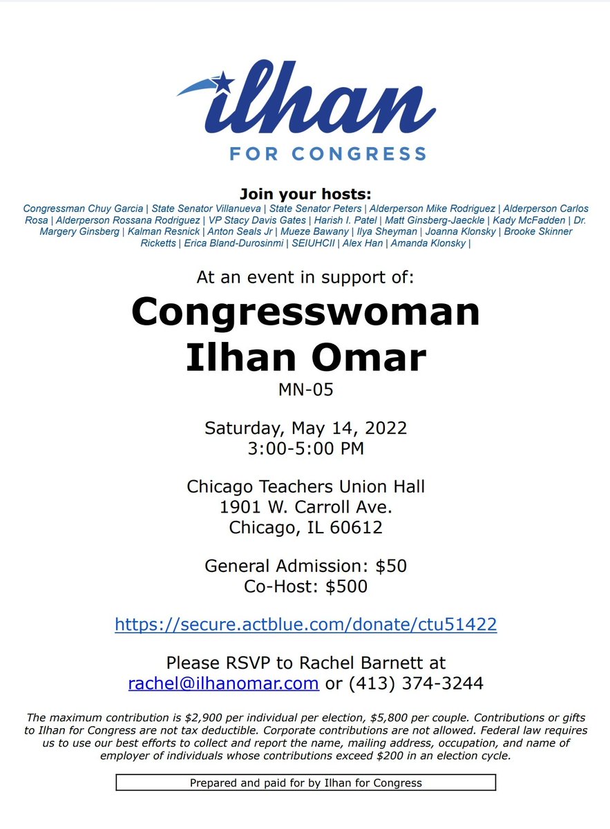 harish_i_patel's tweet photo. Chicago: Come support the amazing & fierce @IlhanMN at @CTULocal1 Hall w
@ChuyForCongress @SenatorCelina @RobertJPeters @Carlos4Chicago @rodriguezfor22 @RossanaFor33 @stacydavisgates @kadymcfadden @joannaklonsky @iSheyman and many amazing leaders + music by #FutureRootz https://t.co/kTBR7bzBCh