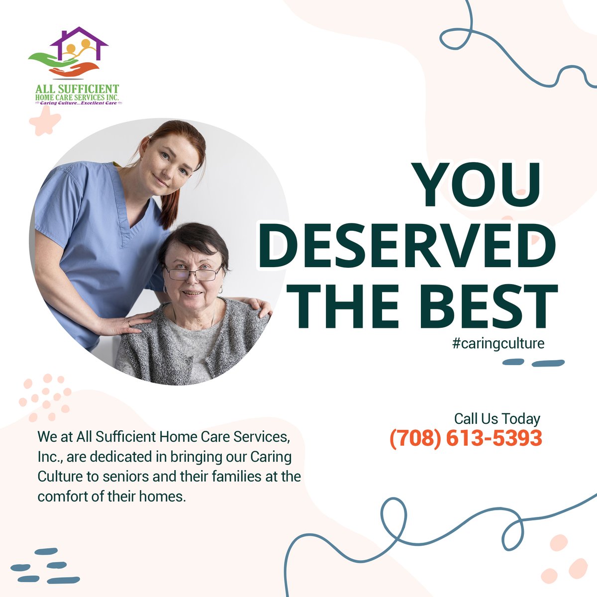 AllSufficient's tweet photo. You deserve the best care. Our trained caregivers can help with bathing, cooking, medication reminders, and many other tasks. Your loved one deserves the best in personal home care. Book your free consultation today! #caringculture https://t.co/8lJcdV45lV