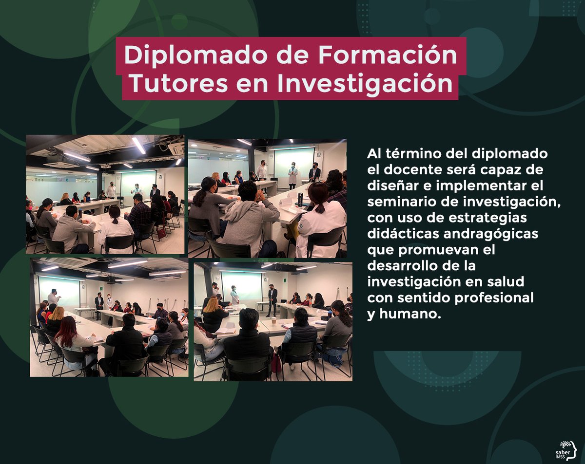 Saber_IMSS's tweet photo. 🙋🏽‍♀️🙋🏽 ✅ El #IMSS tiene el firme compromiso de impulsar la formación de tutores en investigación, por esta razón se inició en modalidad semipresencial el Diplomado de Formación: Tutores en Investigación 
#CIEFD https://t.co/1Qs7FB3N0y