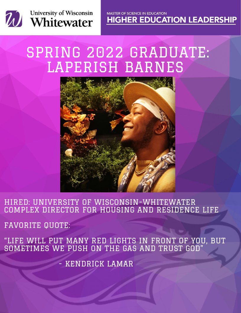 Congratulations to our Spring 2022 graduate, LaPerish Barnes!
