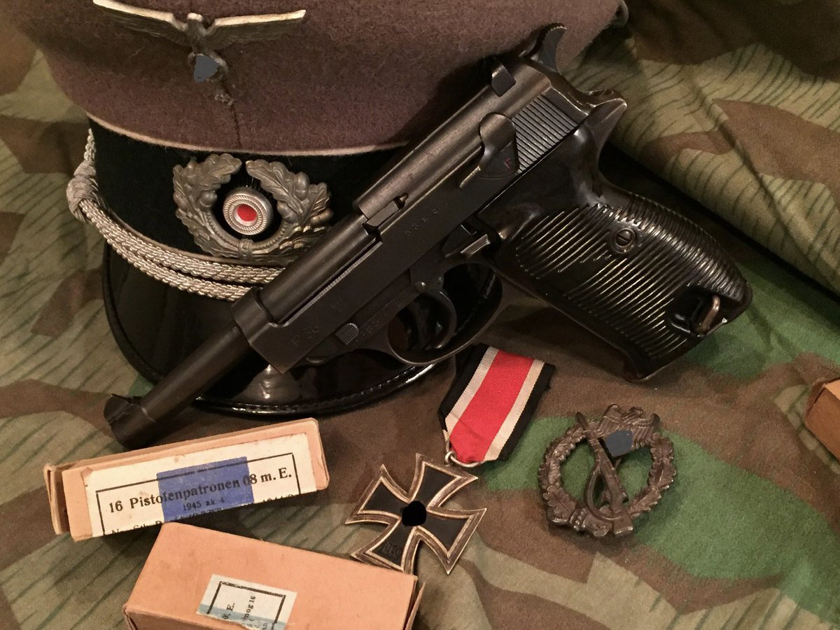OldMauserMan's tweet photo. How are the twisted crosses treated on Twitter? I edited them out for posting on Instagram, lest they caused the post to be pulled down. #p38 #walther #militaryhistory #history #9mmparabellum #ironcross #infantry https://t.co/hJuY1V0fkN
