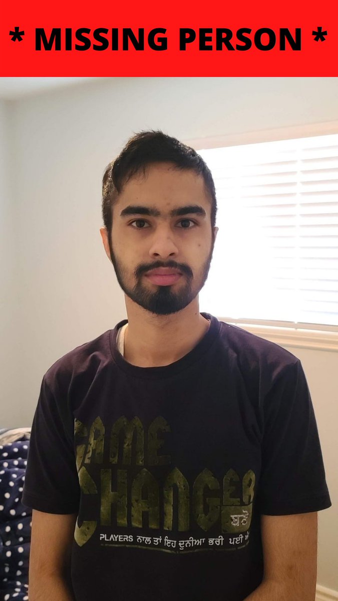 * MISSING PERSON *
Karanveer Singh left home on May 3rd around 6:30 pm from 5559 Earles St, Vancouver.

Name - Karanveer Singh
Height - About 5”9
Hair - Long
Weight - About 53kg | 120 lbs
Clothes - Black North Face coat, a cap, green coloured joggers and black Nike shoes