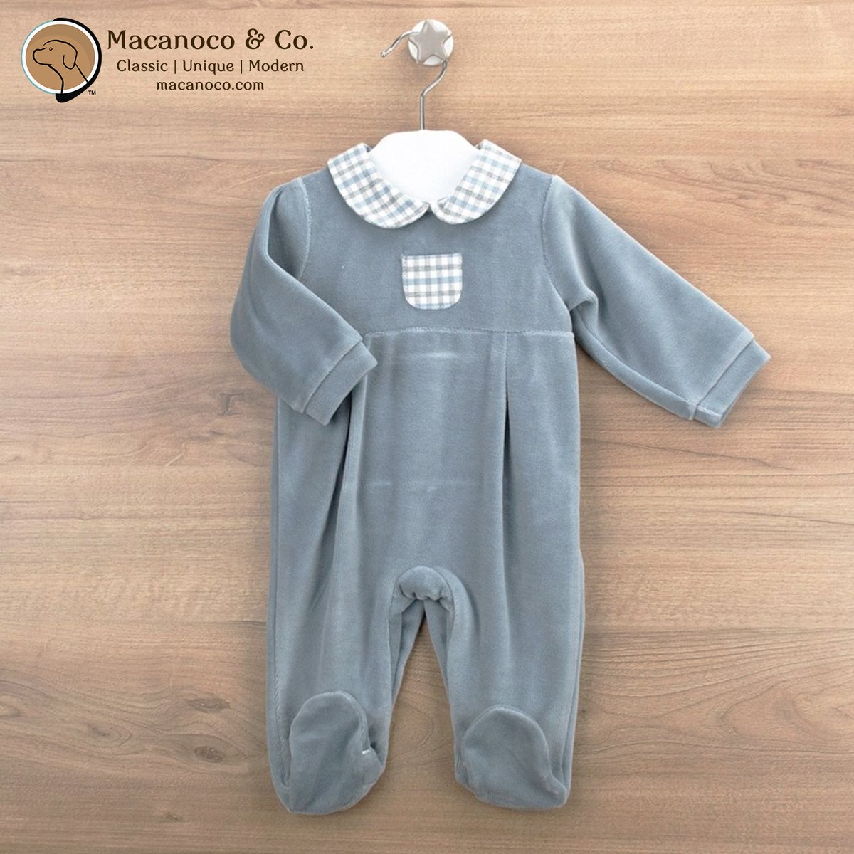 Macanoco's tweet photo. Babidu Velour Plaid Collar and Pocket Footie Grey - https://t.co/uANWJ5hTVn
#MacanocoAndCo #Macanoco #Boutique #Miami #Fashion #ToyStore #ChildrensBoutique https://t.co/9DJNt1fF0k