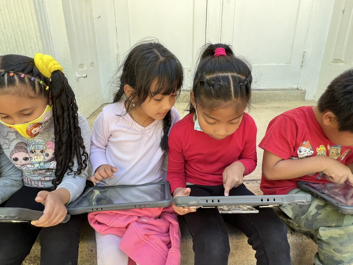 Kindergarten students found interesting living and nonliving things and talked with a partner about their photos #nature #iPad #iPadEd #bird #nest #school #KWBPride #outdoors #flowers #rocks
