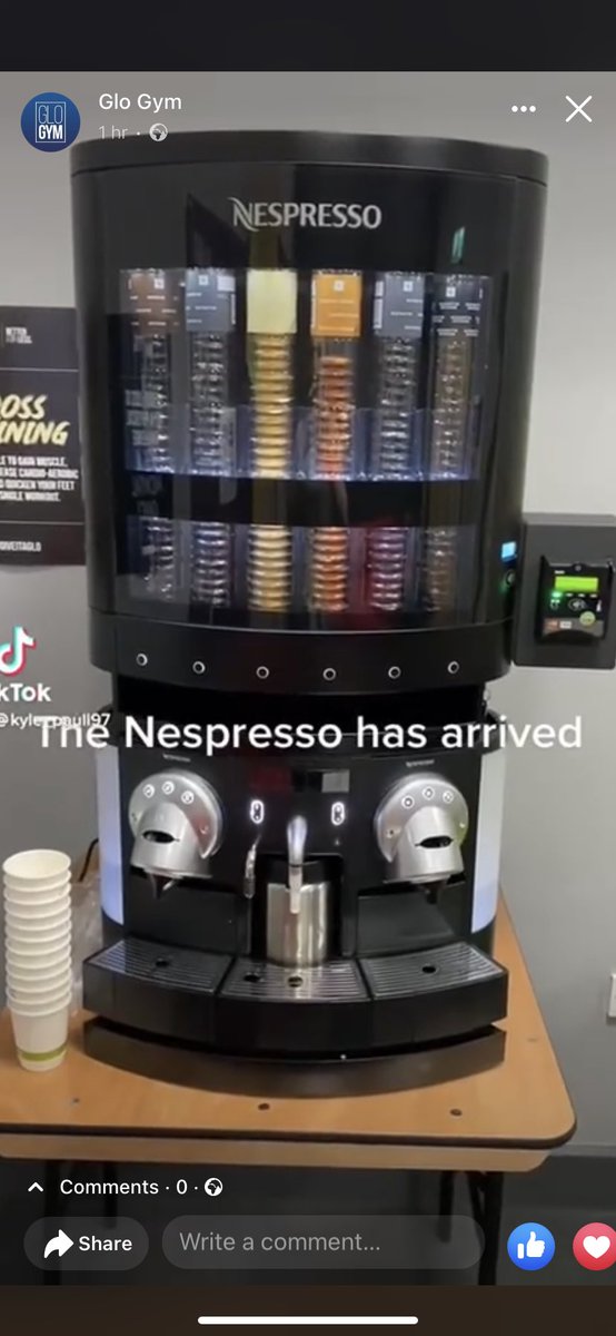 glogymoldham's tweet photo. So #oldhamhour @NespressoUK has arrived at Glo Gym. 
Self-Serve on the 1st and 2nd Floors of the gym and possibly most importantly…we’ve put it on FREE Vend for a while #oldham #gym https://t.co/Bw6x0Fwm81