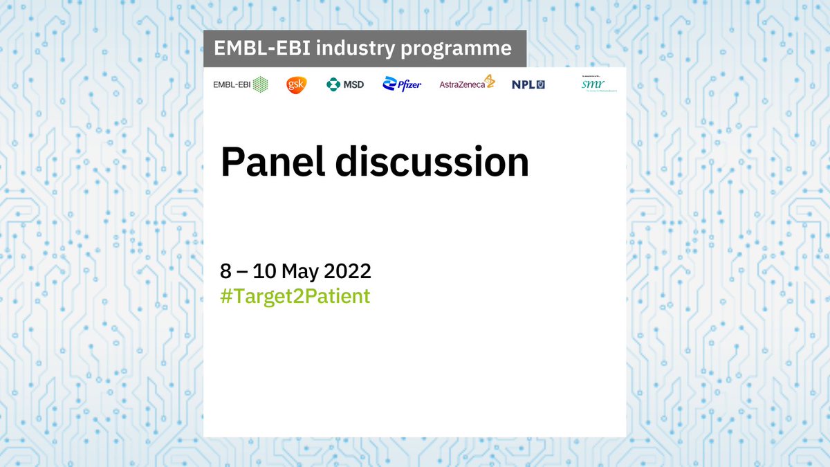 EBItraining's tweet photo. We're wrapping up day one of #Target2Patient with an action-packed panel session with our session two speakers: Gitte Neubauer of @GSK #Cellzome, Victor Neduva @MSDintheUK, @SteveRees16, @pvulto of @MIMETAS_3D, &amp; Richard Goodwin of @ASTRAZENECAUK, chaired by Ian Gilmore @NPL. https://t.co/ZbRiUIBj0T
