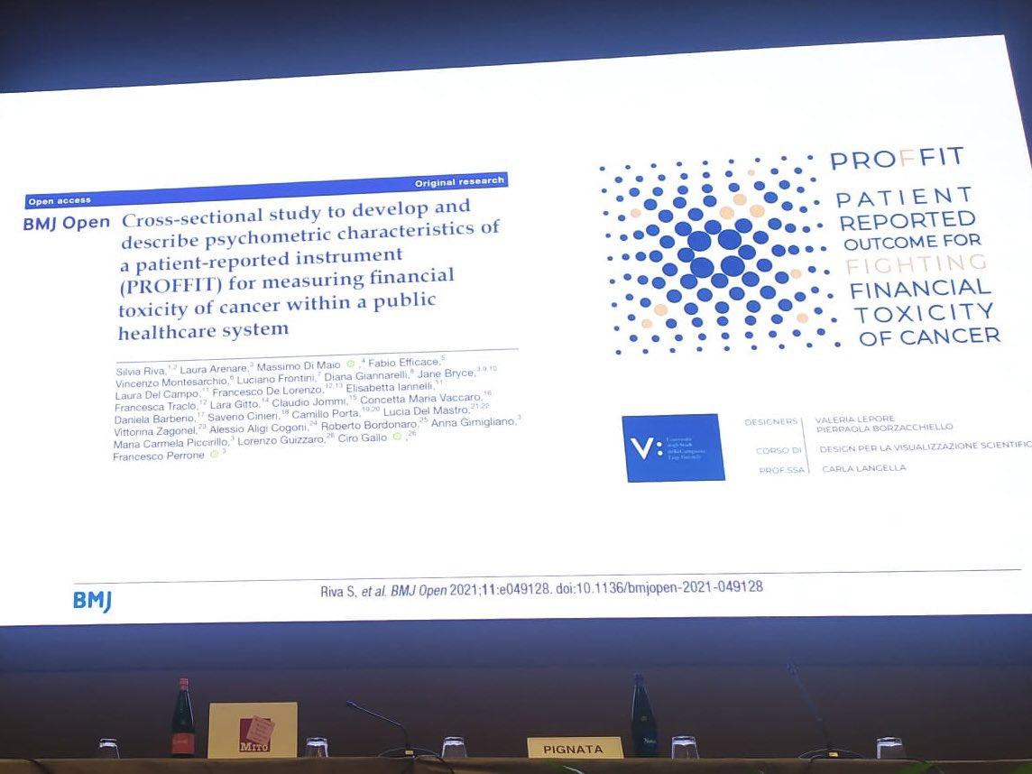 Oncoinfo_it's tweet photo. @fperrone62 su #PROFFIT al #MITO22: uno strumento per valutare e contrastare il fenomeno della tossicità finanziaria nella paziente con #carcinomaovarico

#carcinomaovaio #financialtoxicity @AIOMtweet @istitutotumori https://t.co/Wf5Ee7LJwr
