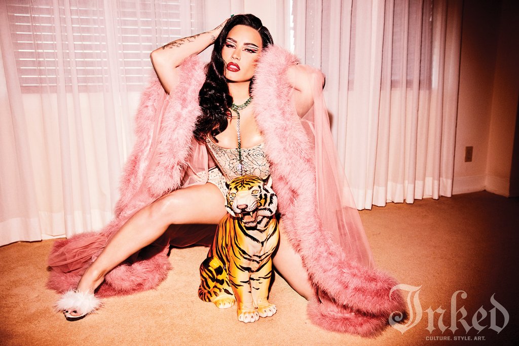 Inkedmag's tweet photo. We are proud to announce the cover of our 2022 Moto Issue featuring the gorgeous Demi Lovato. Drawing inspiration from classic pin-up models like Bettie Page, @ddlovato looks simply stunning throughout the shoot. Check out our full interview with Demi: https://t.co/3WXqWJws4Q https://t.co/Hnmur3u6TA