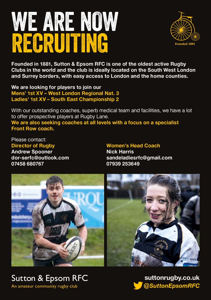 🚨 WE ARE RECRUITING 🚨

We're looking for players &amp; coaches to join the club 🏉

Get in touch ✍️📲
