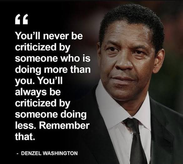 SarahBireete's tweet photo. You will never be criticized by someone who is doing more than you. You will always be criticized by someone doing less. Remember that ✍️ ~ DENZEL WASHINGTON

#mondaythoughts #MondayMotivaton https://t.co/jS6x6WBZDv