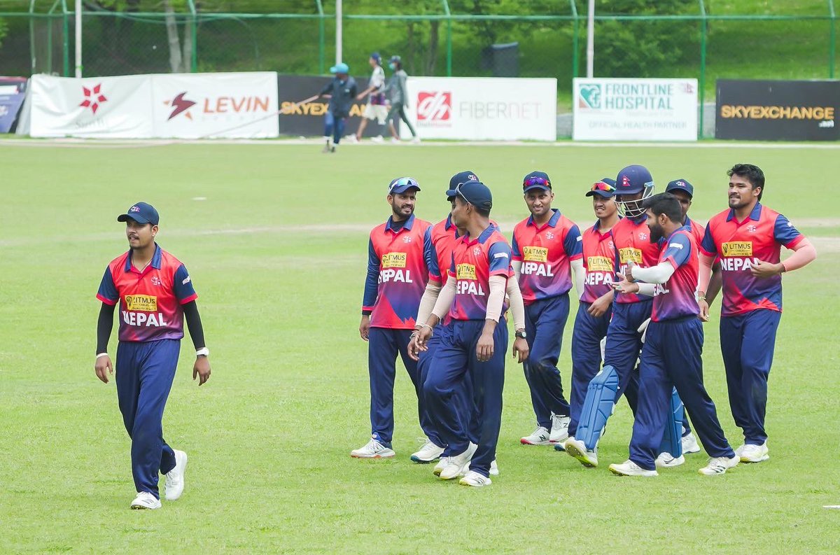 Sandeep25's tweet photo. Growing stronger as a unit. A special series victory for all of us. Kudos to these two guys @karankc33 for being man of the series and #KishorMahato for unbelievable spell on debut. Special shout out to every single member of this team and amazing coaching &amp; support staff.🇳🇵 https://t.co/0gZ483HQHD