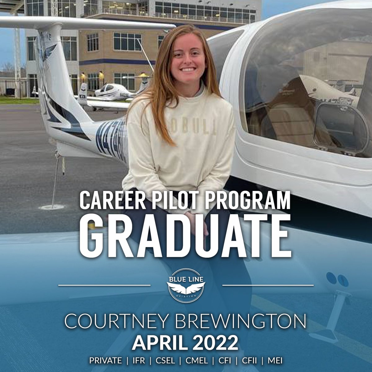 FlyBlueLine's tweet photo. Congrats Courtney on graduating our Career Pilot Program! 😁 Link in bio for details about our Career Pilot Program! 🛫

#Pilot #Aviation #FlightSchool #LadyAviator #Fly https://t.co/U5NRkBK3vz