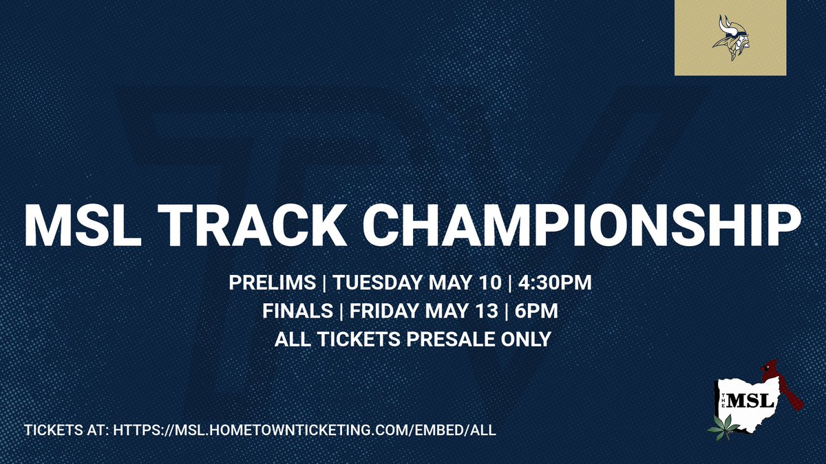 TV_Athletics's tweet image. MSL - Buckeye Track Championship Ticket info.  Presale only no cash or credit.  Get tickets at: msl.hometownticketing.com/embed/all @TV_Vikes @Athletics_CV @AC_Athletics1 @BCBulldogsports @AthleticsFuhs @RFitzgeraldAD @LULions @LoganElmAD @TVTrackField