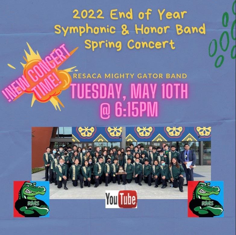 rmsgatorband's tweet photo. Join us tomorrow for our Spring concert as all bands will be performing beginning at 5:00 pm. https://t.co/GSVdUrsKy2