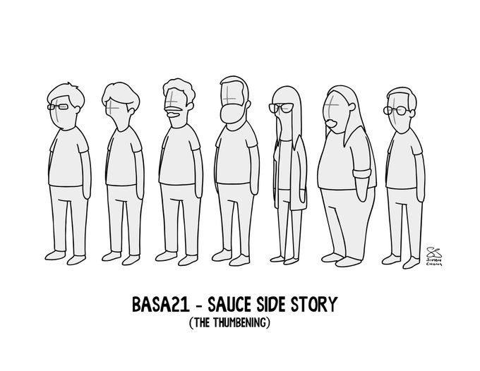 My crew drawing for last nights Bob's Burgers. My team thumbed the episode (thumbs are the first rough pass of an episode) before Tom Riggin and his team took over and lead it to the great place it ended up. From left to right, Daniel, Young, @joeuebie, Me, Karen, JC and Kyung. 