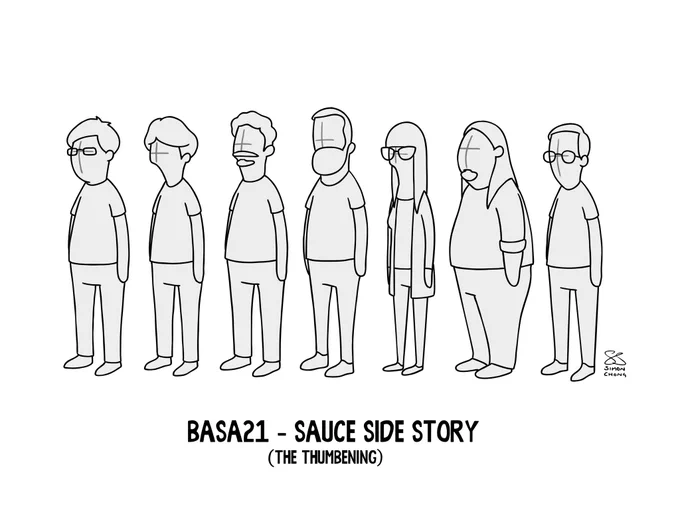 My crew drawing for last nights Bob's Burgers. My team thumbed the episode (thumbs are the first rough pass of an episode) before Tom Riggin and his team took over and lead it to the great place it ended up. From left to right, Daniel, Young, @joeuebie, Me, Karen, JC and Kyung. 