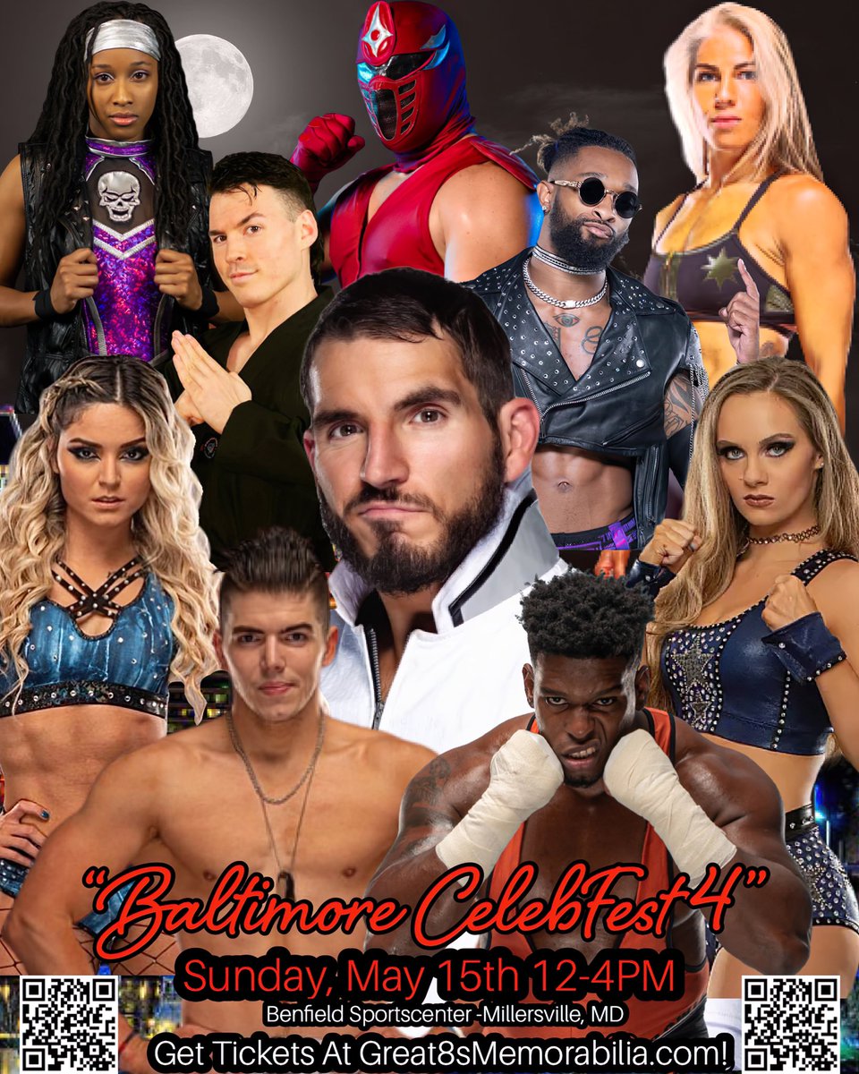 ONLY 6 DAYS AWAY!!!

“Baltimore CelebFest 4” will feature the #Great8sStable with…

 <a href="/JohnnyGargano/">Johnny Gargano</a>, <a href="/sammyguevara/">Sammy Guevara</a>, @TayConti_ , <a href="/annajay___/">Anna Jay</a> , <a href="/TrueWillieHobbs/">mine</a> , <a href="/SpeedballBailey/">Speedball Mike Bailey</a>, <a href="/NinjaMack1/">Ninja Mack</a> , <a href="/MarinaShafir/">Marina Shafir</a>, <a href="/DashingChrisBey/">Chris Bey</a>, <a href="/AQAOfficial10/">A.Q.A ✨</a> 

Go to Great8sMemorabilia.com now!