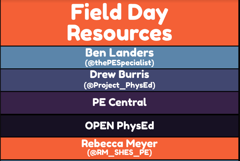 foes4sports's tweet photo. We're currently compiling field day resources.  Any additional folks out there offering free field day resources that we should add?
https://t.co/pVfepPWMUg
#PhysEd #HealthEd #FieldDay https://t.co/P4bNvWTdPY