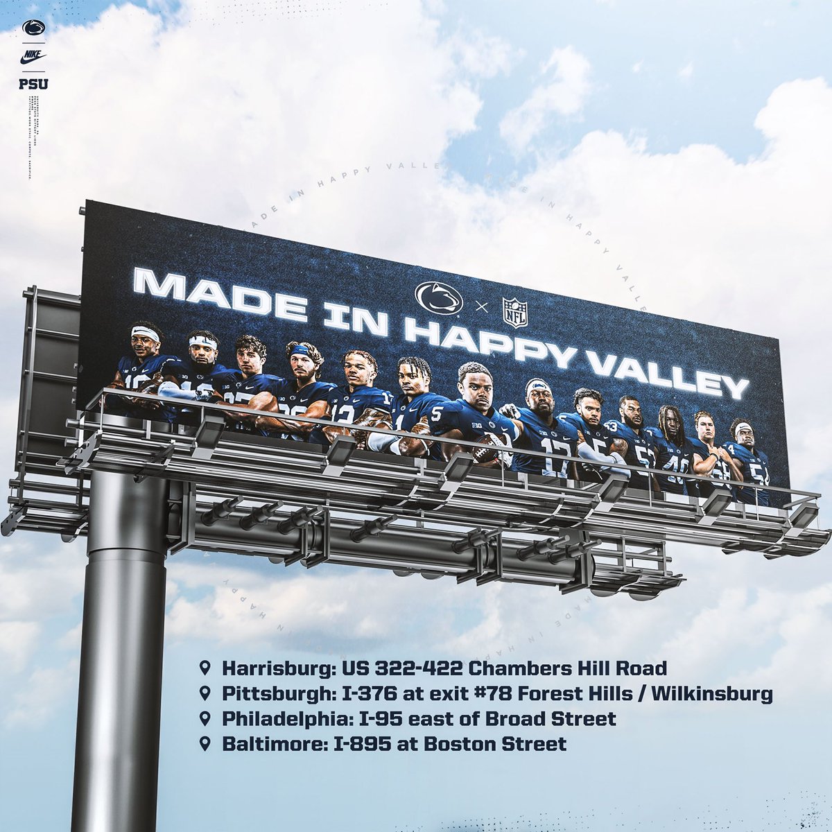 PennStateFball's tweet photo. 📍👀

PSU x NFL billboards are up across the state (+ Baltimore)... if you spot one, snap a 📸 &amp; let us know!

#WeAre #MadeInHappyValley https://t.co/FHxLmAQeCz